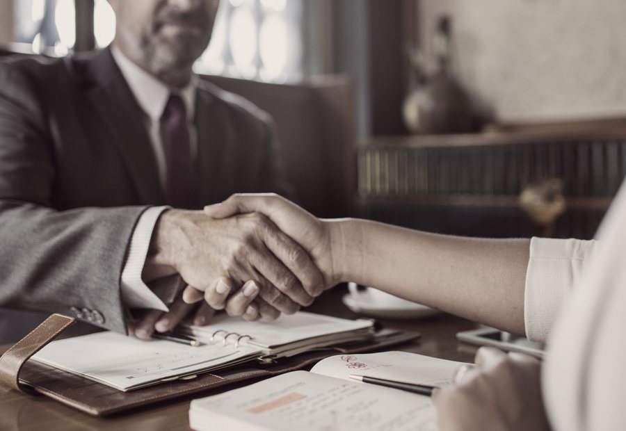 Attorney meeting with a client
